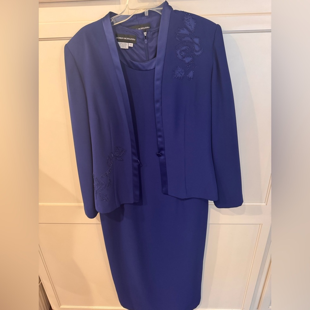 Donna Morgan Blue Dress and Jacket Set